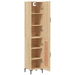 Berkfield Home Highboard Sonoma Oak 34.5x34x180 cm Engineered Wood in Brown - thumbnail 4