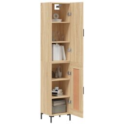 Berkfield Home Highboard Sonoma Oak 34.5x34x180 cm Engineered Wood in Brown - thumbnail 3