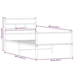 Berkfield Home Bed Frame without Mattress Smoked Oak 80x200 cm Engineered Wood in Brown - thumbnail 9