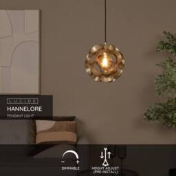 Netlighting HANNELORE Pendant light 30 cm 1xE27 Matt Gold Brass Special Offer - thumbnail 2