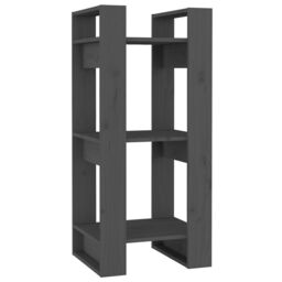 Berkfield Home Book Cabinet/Room Divider Grey 41x35x91 cm Solid Wood Pine - Size: 41 x 35 x 91 cm - thumbnail 2