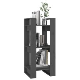 Berkfield Home Book Cabinet/Room Divider Grey 41x35x91 cm Solid Wood Pine - Size: 41 x 35 x 91 cm - thumbnail 5