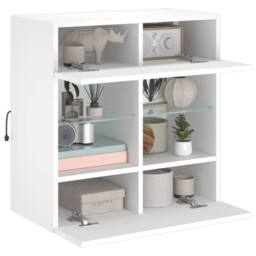 Berkfield Home TV Wall Cabinet with LED Lights White 58.5x30x60.5 cm - thumbnail 6