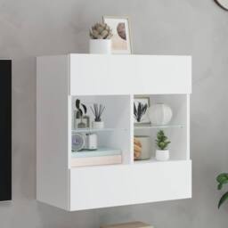 Berkfield Home TV Wall Cabinet with LED Lights White 58.5x30x60.5 cm - thumbnail 2