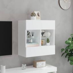 Berkfield Home TV Wall Cabinet with LED Lights White 58.5x30x60.5 cm - thumbnail 5