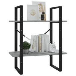 Berkfield Home 2-Tier Book Cabinet Grey Sonoma 60x30x70 cm Engineered Wood - Size: 60 x 30 x 70 cm - thumbnail 4