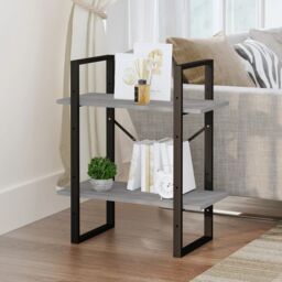 Berkfield Home 2-Tier Book Cabinet Grey Sonoma 60x30x70 cm Engineered Wood - Size: 60 x 30 x 70 cm - thumbnail 3