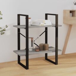 Berkfield Home 2-Tier Book Cabinet Grey Sonoma 60x30x70 cm Engineered Wood - Size: 60 x 30 x 70 cm - thumbnail 1