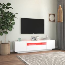 Berkfield Home TV Cabinet with LED Lights White 160x35x40 cm - Size: 160 x 35 x 40 cm - thumbnail 3