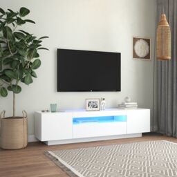 Berkfield Home TV Cabinet with LED Lights White 160x35x40 cm - Size: 160 x 35 x 40 cm