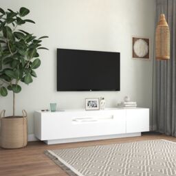 Berkfield Home TV Cabinet with LED Lights White 160x35x40 cm - Size: 160 x 35 x 40 cm - thumbnail 4