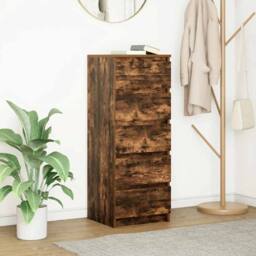Berkfield Home Sideboard with Drawers Smoked Oak 37.5x35x99 cm Engineered Wood in Brown - thumbnail 2