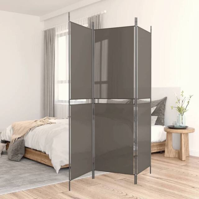 Berkfield Home 3-Panel Room Divider Anthracite 150x200 cm Fabric in Black - image 1