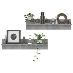 Berkfield Home Wall Shelf 2 pcs Concrete Grey 80x11.5x18 cm Engineered Wood - thumbnail 8