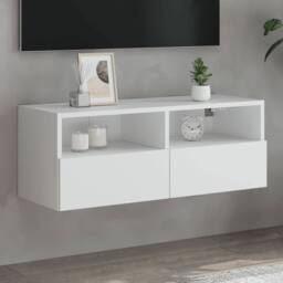 Berkfield Home TV Wall Cabinet White 80x30x30 cm Engineered Wood - Size: 80 x 30 x 30 cm - thumbnail 2