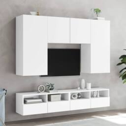 Berkfield Home TV Wall Cabinet White 80x30x30 cm Engineered Wood - Size: 80 x 30 x 30 cm - thumbnail 4