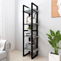 Berkfield Home 4-Tier Book Cabinet Grey Sonoma 40x30x140 cm Engineered Wood - Size: 40 x 30 x 140 cm - thumbnail 3