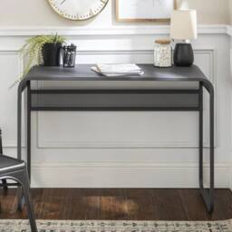 FORGEVIO Office Desk Metal Curved Top Gunmetal Grey Furniture - thumbnail 3