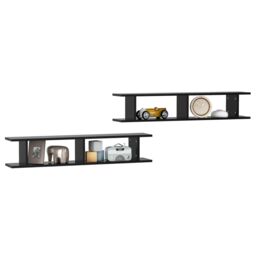 Berkfield Home Wall Shelf 2 pcs Black 105x18x20 cm Engineered Wood - Size: 105 x 18 x 20 cm - thumbnail 3