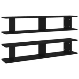 Berkfield Home Wall Shelf 2 pcs Black 105x18x20 cm Engineered Wood - Size: 105 x 18 x 20 cm - thumbnail 2