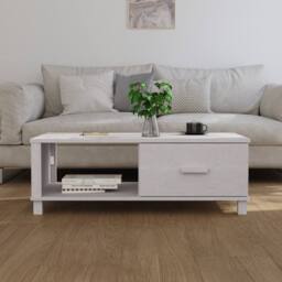Berkfield Home Coffee Table HAMAR White 100x55x35 cm Solid Wood Pine - Size: 100 x 55 x 35 cm - thumbnail 3