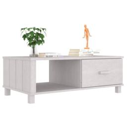Berkfield Home Coffee Table HAMAR White 100x55x35 cm Solid Wood Pine - Size: 100 x 55 x 35 cm - thumbnail 4