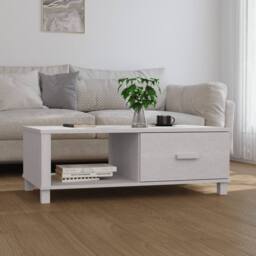Berkfield Home Coffee Table HAMAR White 100x55x35 cm Solid Wood Pine - Size: 100 x 55 x 35 cm - thumbnail 2