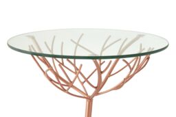 Orsina Branch Table in Rose Gold, Small Tree-Inspired Iron Table, Round Glass Top with Suction Cups, Feature Table in Gold - thumbnail 4
