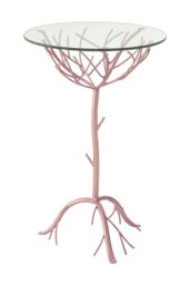 Orsina Branch Table in Rose Gold, Small Tree-Inspired Iron Table, Round Glass Top with Suction Cups, Feature Table in Gold - thumbnail 2