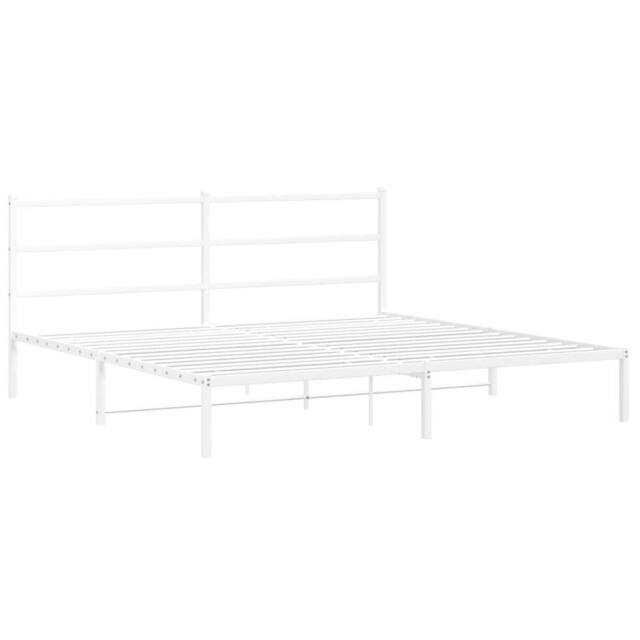 Berkfield Home Metal Bed Frame without Mattress with Headboard White 193x203cm - Size: 193x203 cm - image 1