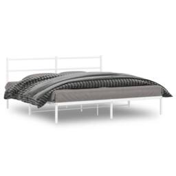 Berkfield Home Metal Bed Frame without Mattress with Headboard White 193x203cm - Size: 193x203 cm - thumbnail 2