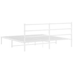 Berkfield Home Metal Bed Frame without Mattress with Headboard White 193x203cm - Size: 193x203 cm - thumbnail 7