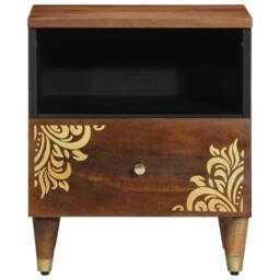 Berkfield Home Elegant Bedside Cabinet 40x33x46 cm Solid Wood Mango in Brown - Size: 40 x 33 x 46 cm - thumbnail 1