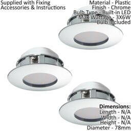 Loops 2 PACK 3 PACK Flush Ceiling Downlight Chrome Recessed Spotlight 6W LED - thumbnail 2