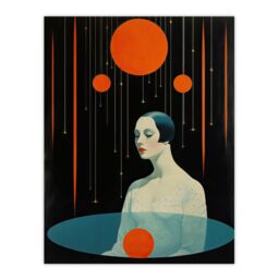 "Wee Blue Coo Wall Art Print Transcendental Meditation Black Orange Living Room - Size: W24"" x H32""" - thumbnail 1