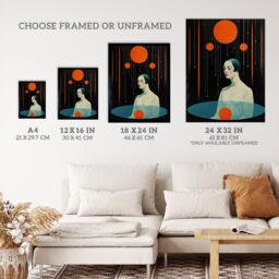 "Wee Blue Coo Wall Art Print Transcendental Meditation Black Orange Living Room - Size: W24"" x H32""" - thumbnail 3