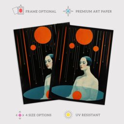 "Wee Blue Coo Wall Art Print Transcendental Meditation Black Orange Living Room - Size: W24"" x H32""" - thumbnail 2