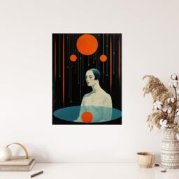 "Wee Blue Coo Wall Art Print Transcendental Meditation Black Orange Living Room - Size: W24"" x H32""" - thumbnail 4