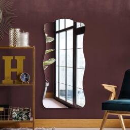 "MirrorOutlet Wavy Rippled Large Leaner wall Mirror on Black Backing 63"" X 29"" (160x75CM). Premium Glass Mirror with Polished Edges - Size: 1 Pack"