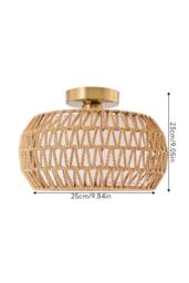 Living and Home Ceiling Light with Rattan and Fabric Double Shades in Natural - thumbnail 8
