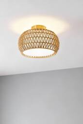 Living and Home Ceiling Light with Rattan and Fabric Double Shades in Natural - thumbnail 6