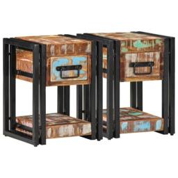 Berkfield Home Nightstands 2 pcs 40x40x40 cm Solid Reclaimed Wood - Size: 40 x 40 x 40 cm - thumbnail 5