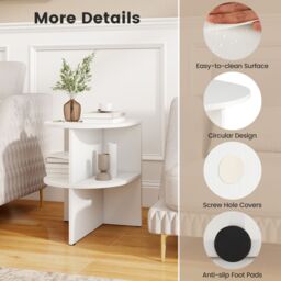 Gymax 2-Tier Wooden Nightstand Sofa End Table Half Round Side Table-White in White - thumbnail 5