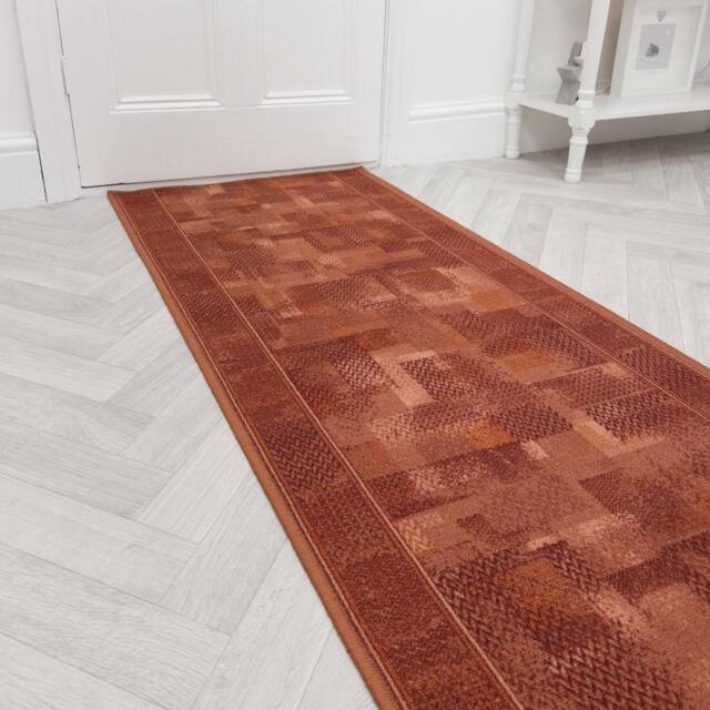 runrug Hallway Runner Rug - Non-Slip, Hardwearing, 5.4mm - 'Tribe' in Terracotta - Size: 80 cm x 240 cm - image 1