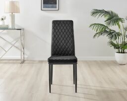 FurnitureboxUK Andria Marble Effect Dining Table With Black Legs & 6 Milan Velvet Black Leg Chairs - thumbnail 5