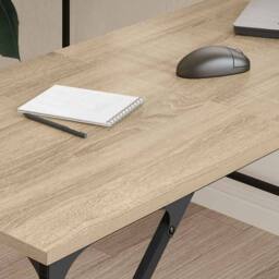 Berkfield Home Decorative Desk Sonoma Oak 149x149x75 cm Engineered Wood in Light Oak - Size: 149 x 149 x 75 cm - thumbnail 1
