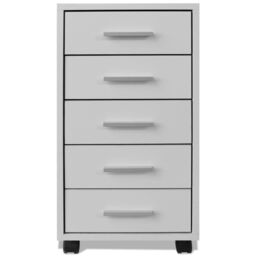 Berkfield Home Office Drawer Unit with Castors 5 Drawers White - thumbnail 3