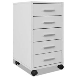 Berkfield Home Office Drawer Unit with Castors 5 Drawers White - thumbnail 2