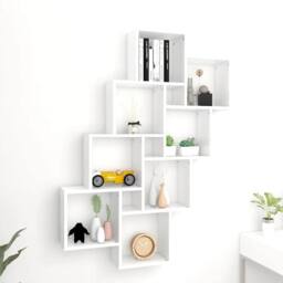 Berkfield Home Wall Cube Shelf White 90x15x119 cm Engineered Wood - Size: 90 x 15 x 119 cm - thumbnail 2