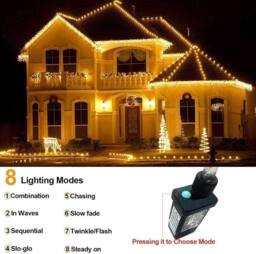 Shatchi 240 Warm White & White LED Icicle Christmas Lights - 8 Modes in Orange - thumbnail 2